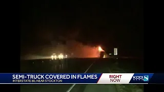 Semi-truck fire closes portion of I-80