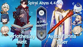 C1 Wriothesley Melt x C0 Ayato Furina Taser - Spiral Abyss 4.4 | Floor 12 9 Stars | Genshin Impact