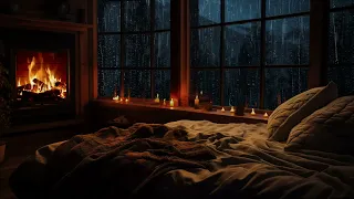 Overcoming Insomnia with Rain And Thunder in the Forest. Enjoy The Cozy Atmosphere By The Fire