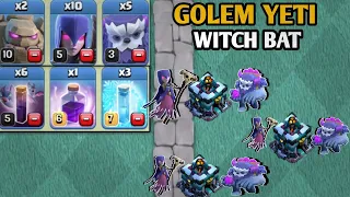 Th13 One of the Best Attack Strategy!!Th13 golem Yeti Witch Attack With Bat Spell!!#th13attack