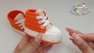 ZAPATITOS DE NIÑO A CROCHET TEJIDO FÁCIL Y RAPIDO PASO A PASO VARIAS TALLAS / TEJIDO FÁCIL