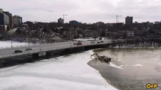 Amphibex ice breaker boat in action 2021 Rideau River