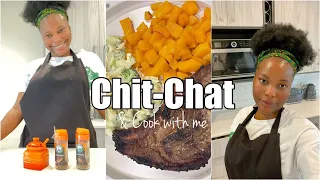 Chit-Chat :Cook with me (Ep 1):Broccoli salad|Butternut squash |Pork Chops | I have an Announcement!