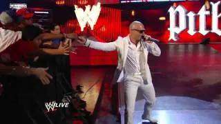 Raw: Pitbull and the Miami Heat dancers join The Rock