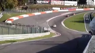 1965 Porsche CC-Motorsport 911 sideways in the Eau Rouge at the Spa Circuit