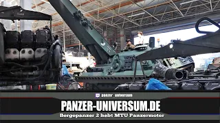 Bergepanzer 2 hebt massiven MTU Panzermotor & schiebt einen Hotchkiss - Museum Uffenheim