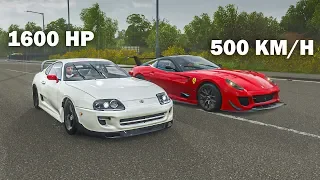 FH4 Drag Race | 1600 BHP Toyota Supra vs 500 KM/H Ferrari 599XX Evo!!!