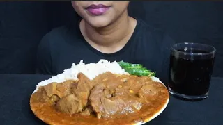 Eating spicy Mutton curry with rice||eatingshow||