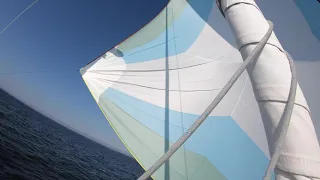 Sailing Melody. Beneteau 41.1  From Deale, MD to Bohemia River. Using gennaker singlehanded.