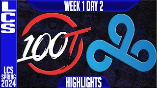 100 vs C9 Highlights | LCS Spring 2024 Week 1 Day 2 | 100 Thieves vs Cloud9