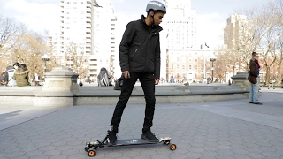 Riding Evolve's electric skateboard