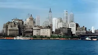 New York 1940s, Waterfront in color [60fps,Remastered] w/sound design added
