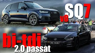 VW PASSAT 2.0 BITDI vs AUDI SQ7 V8 - Roll @ 700M Race