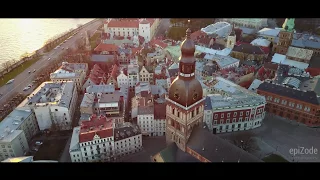 Evening Riga aerial 4K