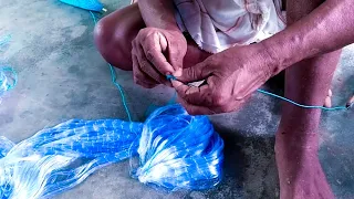 Net making ll Gill net making ll 2 finger net making ll village life mukumanipur