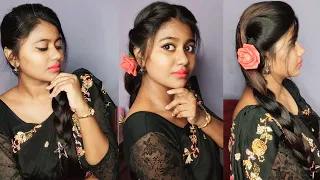 EASY HAIRSTYLE FOR SAREE / 80'S  INSPIRED RETRO STYLE #hairstyle #retrostyle