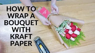 How to wrap flower bouquet with kraft paper