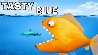 Игра Tasty Blue | Тести Блю прохождение на телефоне - рыбка съела всех в океане
