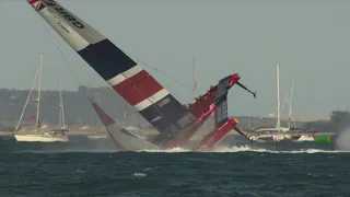 SailGP | Great Britain out of three-boat final while leading after spectacular capsize.