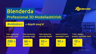 Blenderda professional 3D modellashtirish Video kursini qabul qiling!