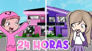 24 HORAS DE COLOR ROSA VS MORADO EN BROOKHAVEN ROBLOX!!