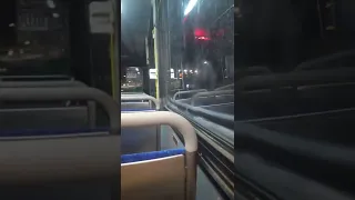 Caution Pedestrians Bus is turning (English & Spanish)