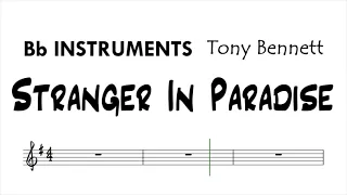Stranger In Paradise Bb Instruments Sheet Music Backing Track Play Along Partitura