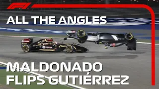 Maldonado Flips Gutierrez - All The Angles | 2014 Bahrain Grand Prix