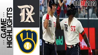 Texas Rangers vs Milwaukee Brewers GAME HIGHLIGHTS [TODAY] |  August 18, 2023 | MLB 2023