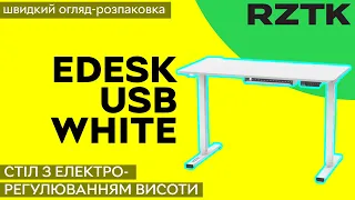 Стіл з електро-регулюванням висоти RZTK eDesk USB White 1200 х 600 мм