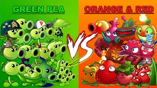 Team GREEN PEA vs ORANGE & RED - Who Will Win? - PvZ 2 Team Plant vs Team Plant