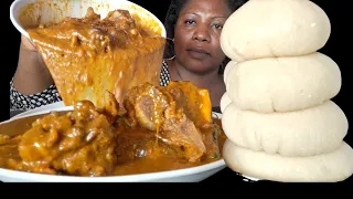 African food mukbang/ Cook and eat with me ogbono and fufu mukbang eating Sound ASMR