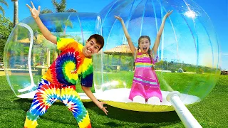 Nastya and Artem and episodes with the Transparent Inflatable House | Nastya Artem Mia