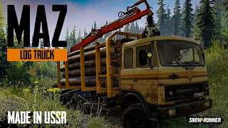 MAZ. Soviet truck. Log truck. SnowRunner