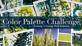 Color Palette Challenge: Creating 12 Grungy Mini Abstracts with Blues, Greens, and Graphite