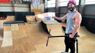 Crazy scooter tricks at Rampfest indoor skatepark
