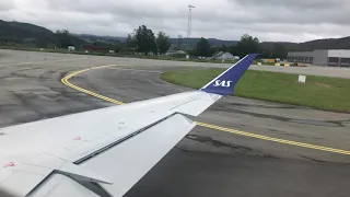 Taxi and Takeoff SAS CRJ-900 Trondheim Airport Værnes