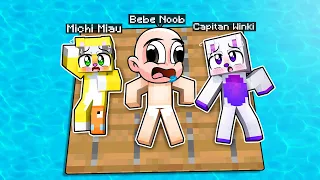 ¡NOS HEMOS PERDIDO EN EL MAR! ⚠️😭 | MINECRAFT RAFT con BEBE NOOB, CAPITAN WINKI Y MICHI MIAU