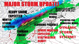 Major storm system update! Heavy snow & severe storms. Tornado threat. Detailed breakdown!