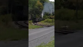 Cass Scenic Railroad at crossing on Leatherback Run, WV, 9/11/21