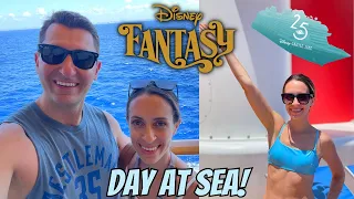 Day at Sea on the Disney Fantasy with FIREWORKS! | Silver Anniversary at Sea Day 2