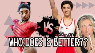 DOES SIMONE WIN THIS TOO???: Kenzo Shirai vs Simone Biles triple double back WHO IS BETTER??