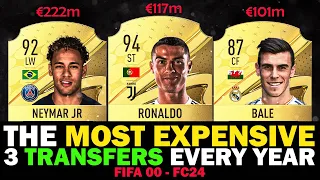 MOST EXPENSIVE TRANSFERS EVERY YEAR! 💸🤑 FIFA 00 - FC24 ft. Neymar, Ronaldo, Grealish...