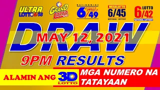 PCSO Results, lotto May 12, 2021, Grand lotto 6/55, Mega lotto 6/45