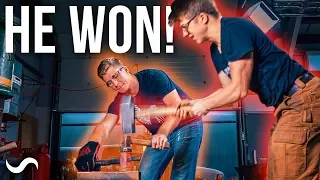 FORGING DAMASCUS AND HAMMERS WITH THE WINNER!!!!