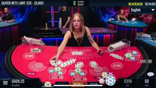 Live Dealer Blackjack $100 converted to $1400 in 15 mins.