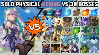 Solo Physical Keqing vs 30 Bosses Without Food Buff | Genshin Impact