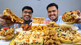 Eating Charizoo, Malai boti Pizza, Pizza Burger, Sandwich | Mukbang