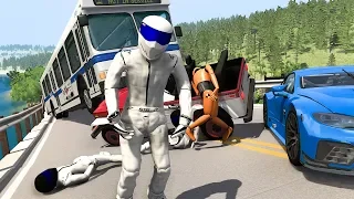 Collapsing Bridge Pileup Car Crashes #9 - BeamNG DRIVE | SmashChan