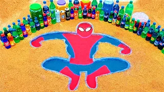 How to make Rainbow Spiderman with Orbeez, Fanta, Monster, Popular Sodas, Big Coca-Cola vs Mentos